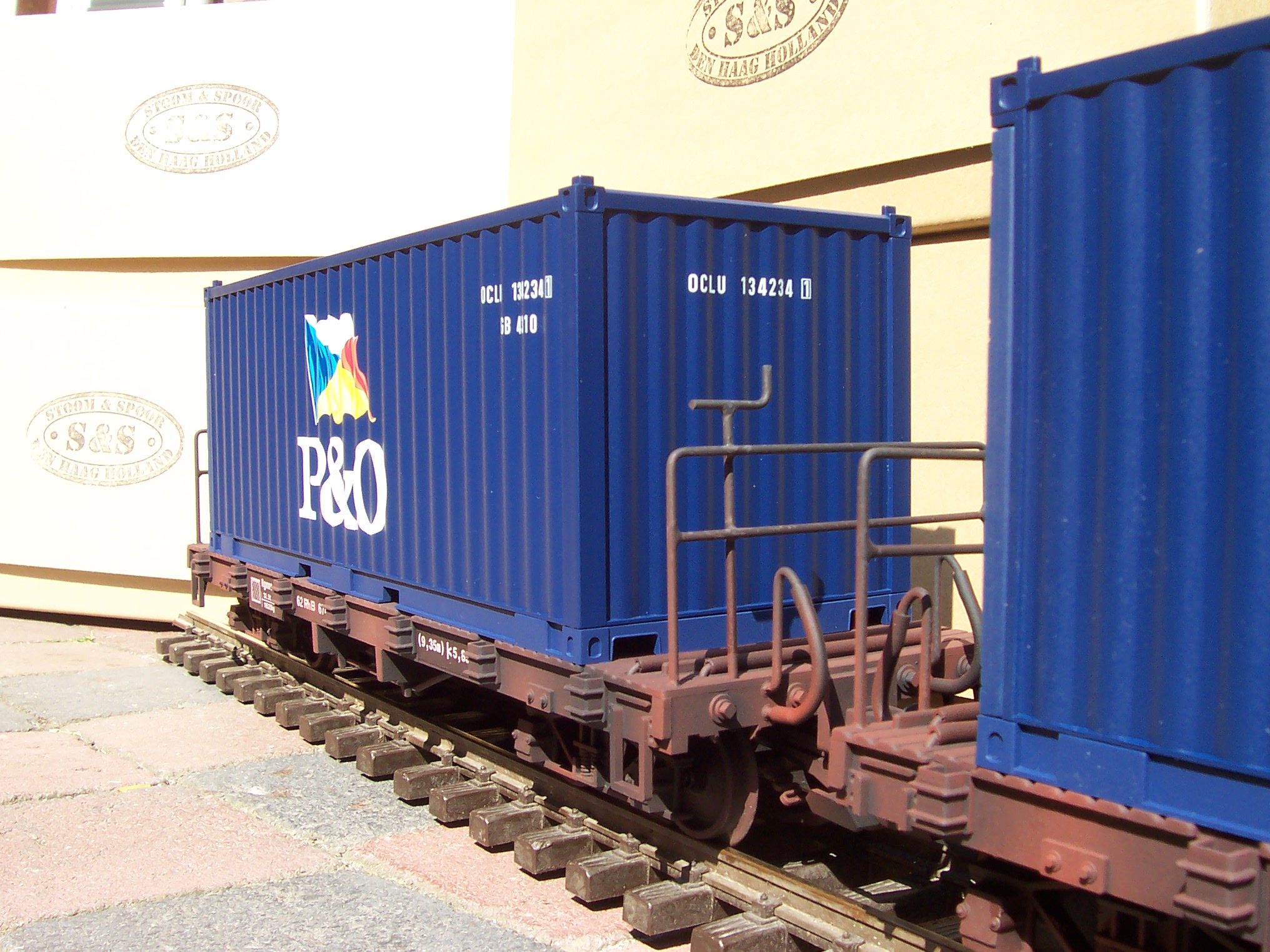 containerwagen 30 voet met container , voor de LGB baan